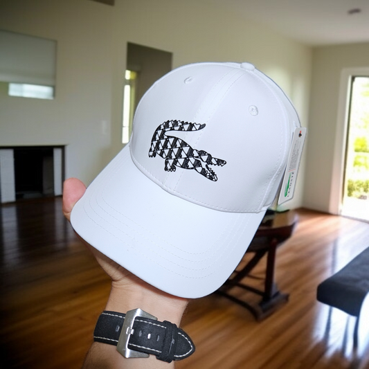 Casquette Lacoste blanc logo noir